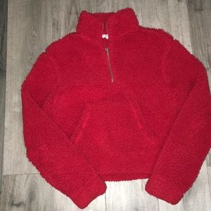 Garage red fluffy sweater